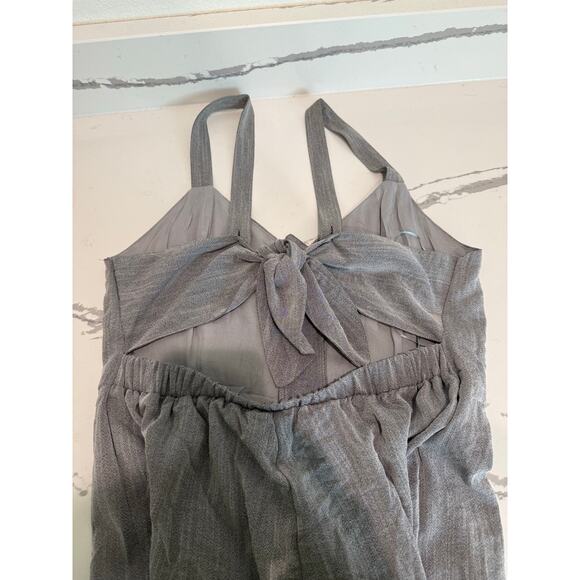 Hem & Thread Women's One-Piece Romper Tie-Back Gray Size Medium - Picture 4 of 6